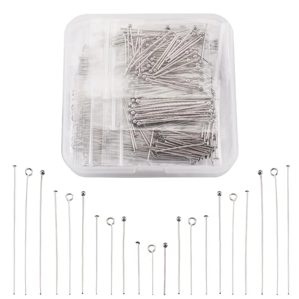 

720pcs 304 Stainless Steel Eye Pins Ball Head Flat Head Pins For DIY Earrings Jewelry Making Findings Accessories Supplies