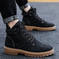 2021 winter mens boots high top work shoes velvet full matching snow boots mens british short boots warm mens casual shoes