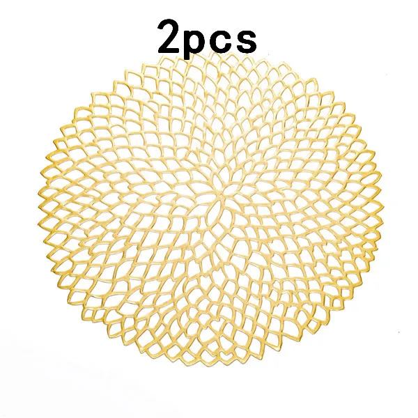 Gold 2pcs ПВХ пластиковые полые столовые приборы для обеденного стола теплоизоляционные Нескользящие круглые подставки для подстаканников настольные чаши коврики домашний декор 36 см 4 шт - Цвет: Gold 2pcs