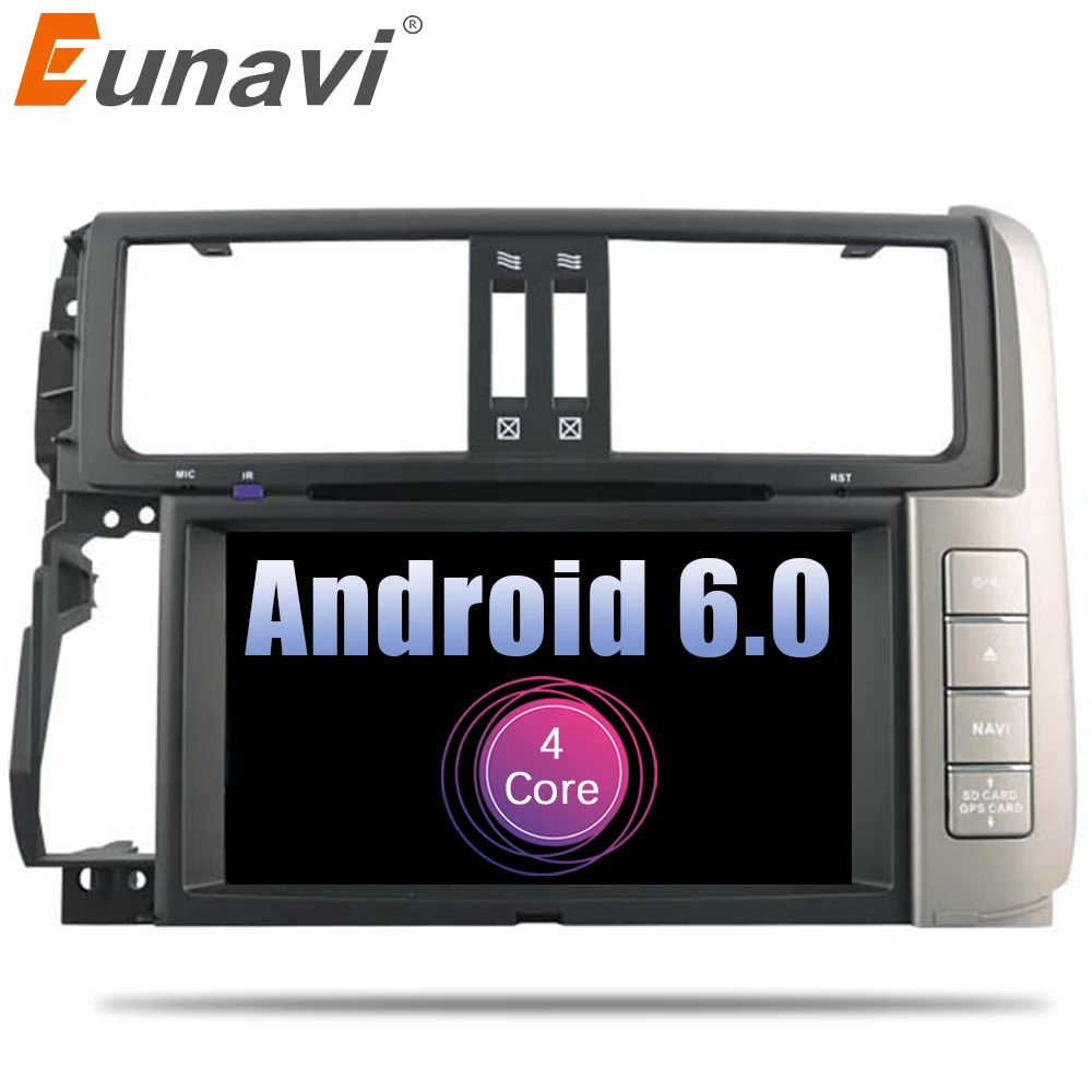 Автомобильный DVD плеер Eunavi Android 6 0 2 din четырехъядерный GPS радио для Toyota Prado 150 2010 2013