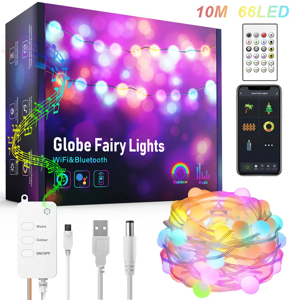 

Smart LED String Lights USB Powered Waterproof Fairy Lights With Timer APP/Remote/Voice Control Sync To Music Home Xmas Decor