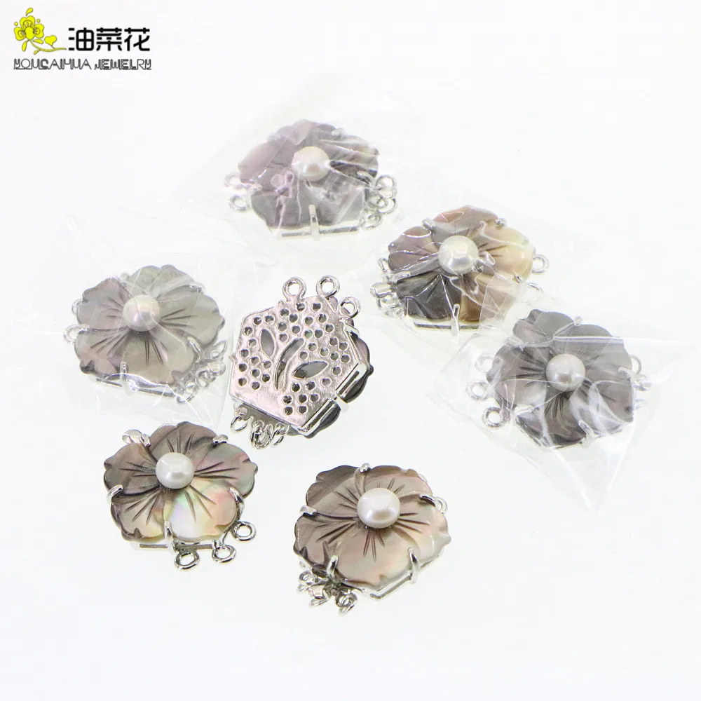 Высококачественная 3-рядная пряжка в виде цветка Пряжка из сплава с жемчугом