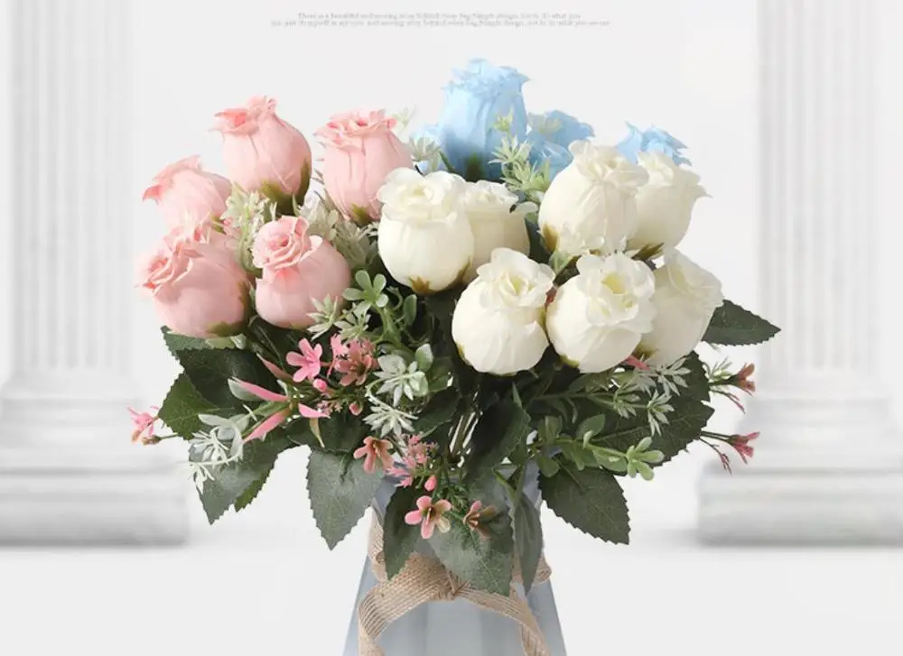 Европейские винтажные Искусственные Шелковые Чайные розы букет на голову