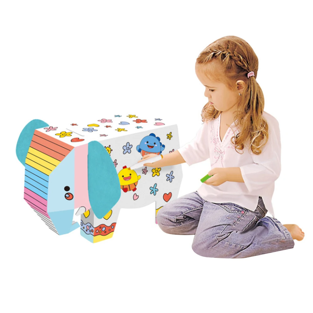 Ручки детские 6 цветов ручная роспись животные бумажная модель сделай сам 3D слон