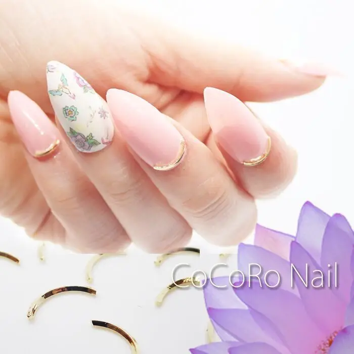 

Japanese-style Ornament Riveting Nail Curved Metal Bar Fake Nails Decorations Ornament Gold Bars Curved Stereo-(1000)