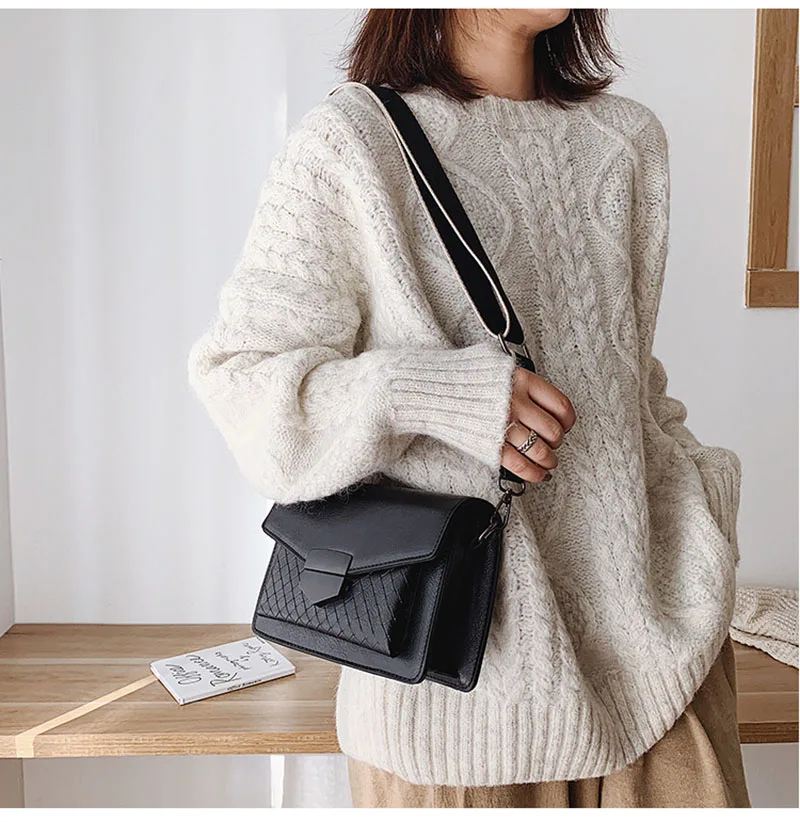 Классическая Женская Повседневная Сумка Кроссбоди в стиле ретро с широким