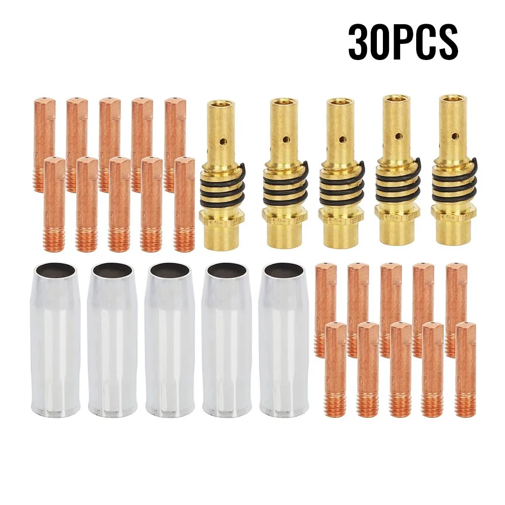 

0.8/1mm MIG Contact Tips 16/30pcs Copper M6 Metal Parts Replacement Set