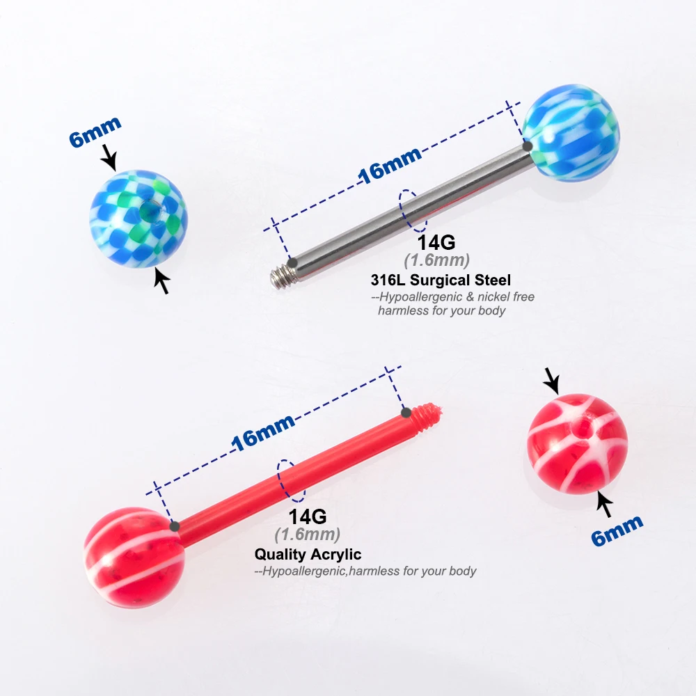 10 шт. акриловые шарики для пирсинга сосков 16 мм 14 г | Украшения и аксессуары
