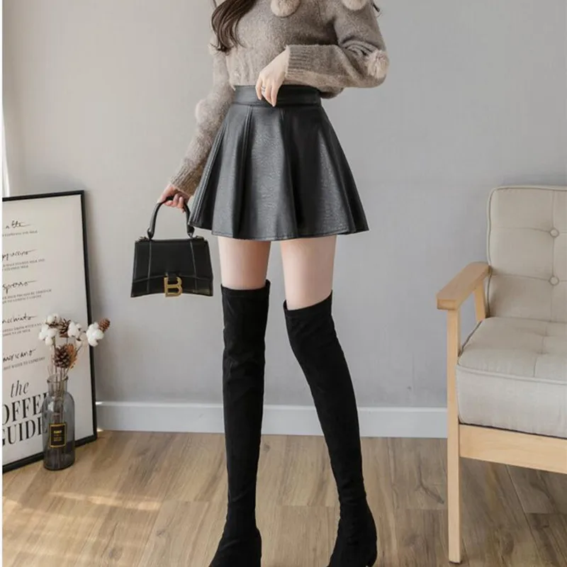 

Womens Leather Skirt Vintage Clothes Wrap Short Skirts Black Harajuku Summer High Waist Streetwear 2020 Elastic The New Fashion