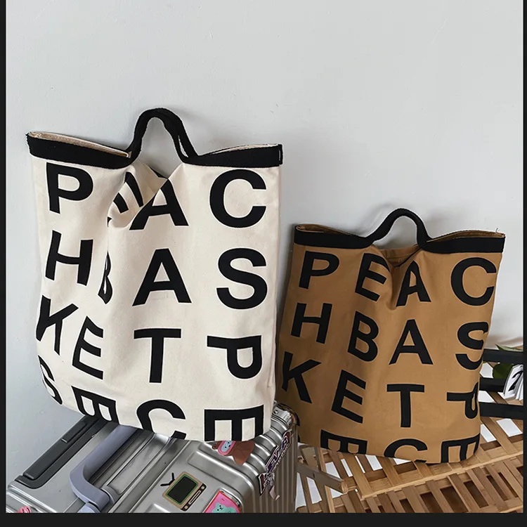 

Korean Ins New Handbag Lazy Style Large Capacity Shopping Bag Graffiti Art Canvas Bag