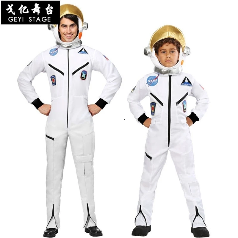 Adultcostume Космический костюм для мужчин взрослого размера плюс костюм космонавта белые костюмы пилотов Новое поступление костюм на Хэллоуин цельный комбинезон - Цвет: Adultcostume
