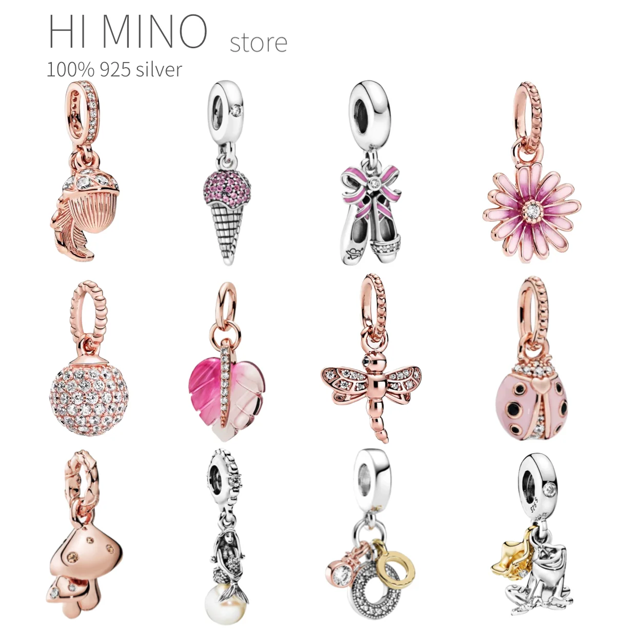 HI MINO Аутентичные бусины из 100% стерлингового серебра 925 Сделай Сам подходят для