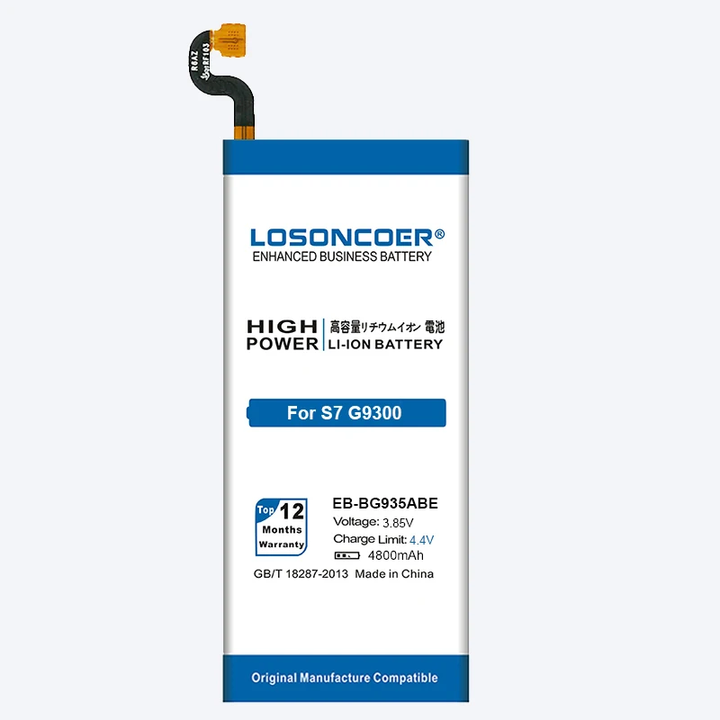 Аккумулятор LOSONCOER для Samsung GALAXY S7 100% оригинальный аккумулятор на 4800 мА/ч G9300 EB BG930ABE