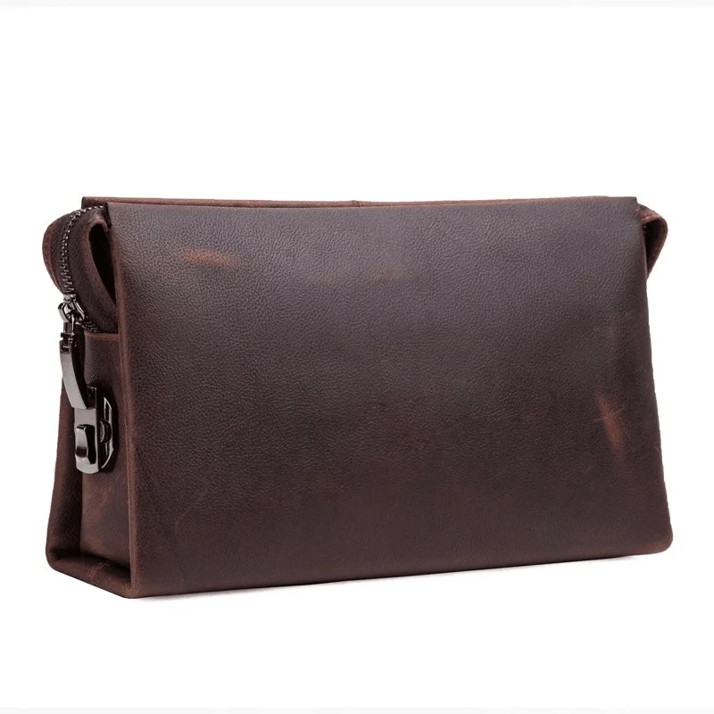 New Cowhide Leather Men Casual Hand Bag Multi Function Fashion Clip Bag Trend Large Capacity Storage Wallet High Quality Purse