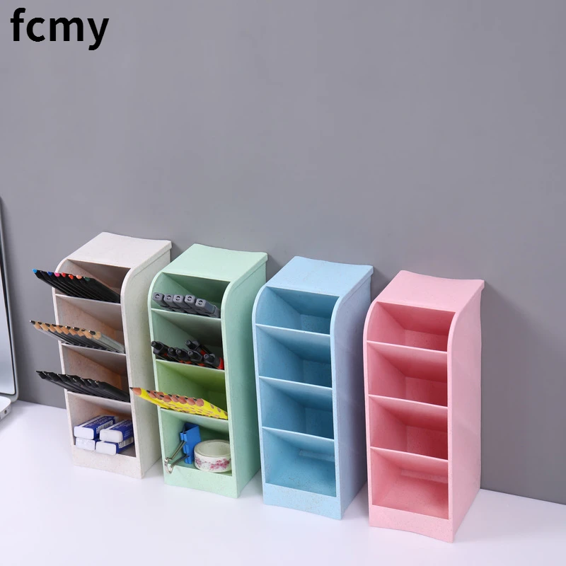 

Creative Multifunctional 4 Grid Desktop Organizer Pen Holder Makeup Storage Box School Office Accessories Stationery Pencil Case