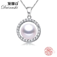 100 natural freshwater high quality pendant for women fashion 925sterling silver zircon necklace fine jewelryno chain