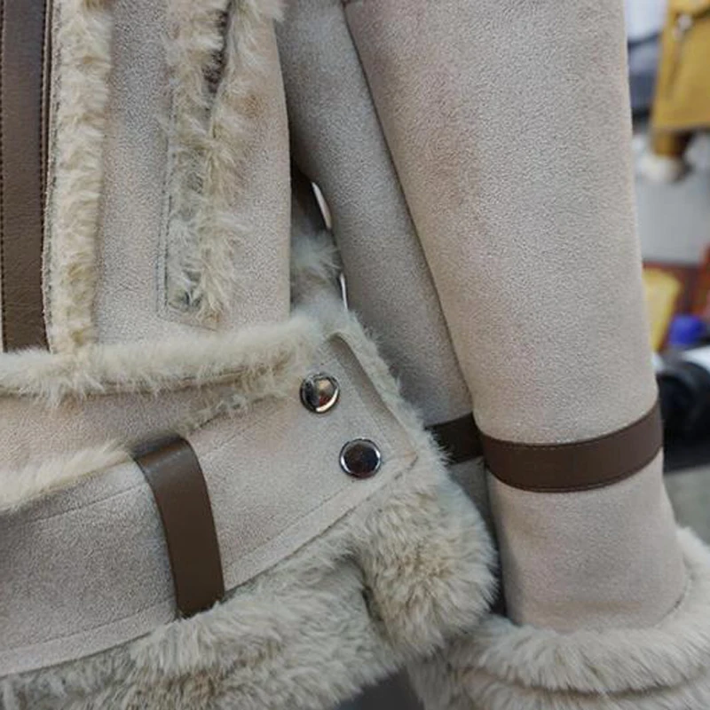 Женские автомобильные меховые пальто зимние толстые теплые куртки из овечьей