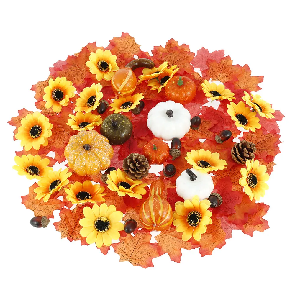 

140Pcs/Set Halloween Decorations for Home Simulation Pumpkin Golden Autumn Pumpkin Set Thanksgiving Decoration Pumpkin Props