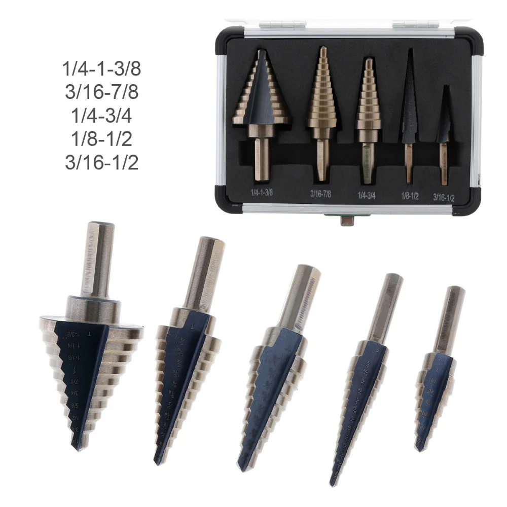 5 шт./лот набор ступенчатых сверл конус из быстрорежущей стали спиральное