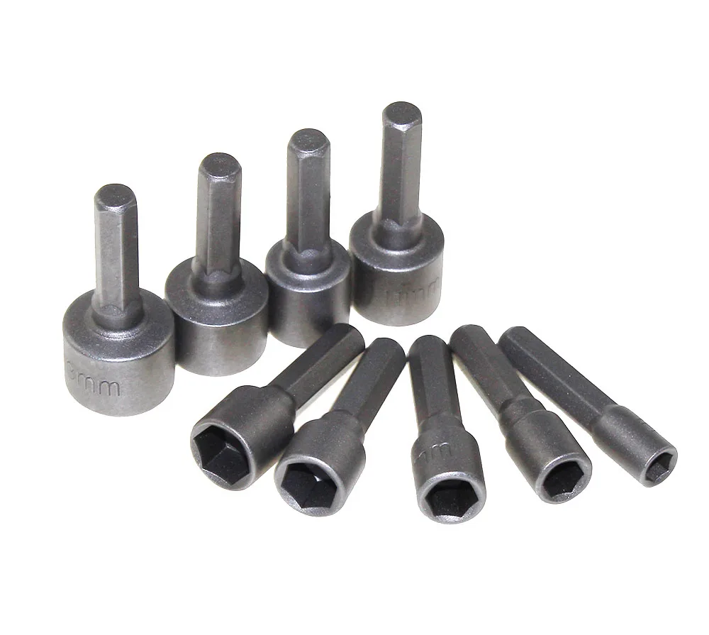 

9Pcs 1/4" Hex Shank Power Nut Driver Drill Bit Metric Socket Wrench Screw 5-13mm Magnetic Nut Driver Set Socket Adapter