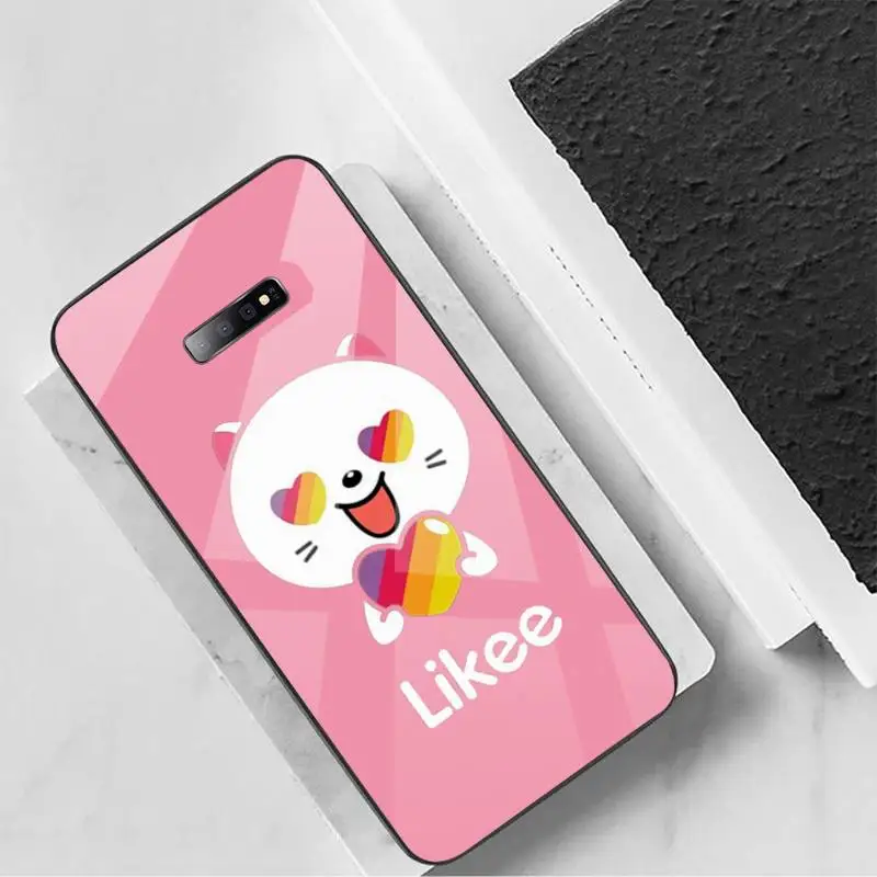 

Fashion Likee cat bear love heart Phone Case Tempered glass For Samsung S6 S7 edge S8 S9 S10 e plus note8 9 10 pro