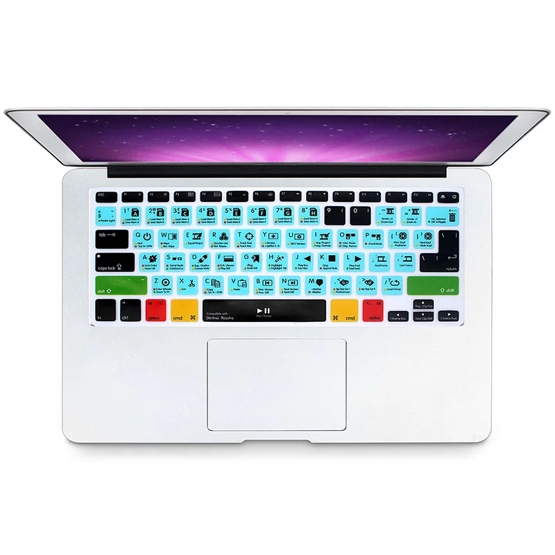 Функция горячих клавиш HRH DaVinci защита для клавиатуры чехол Mac Air Pro Retina 13 15 17EU/US|skin for
