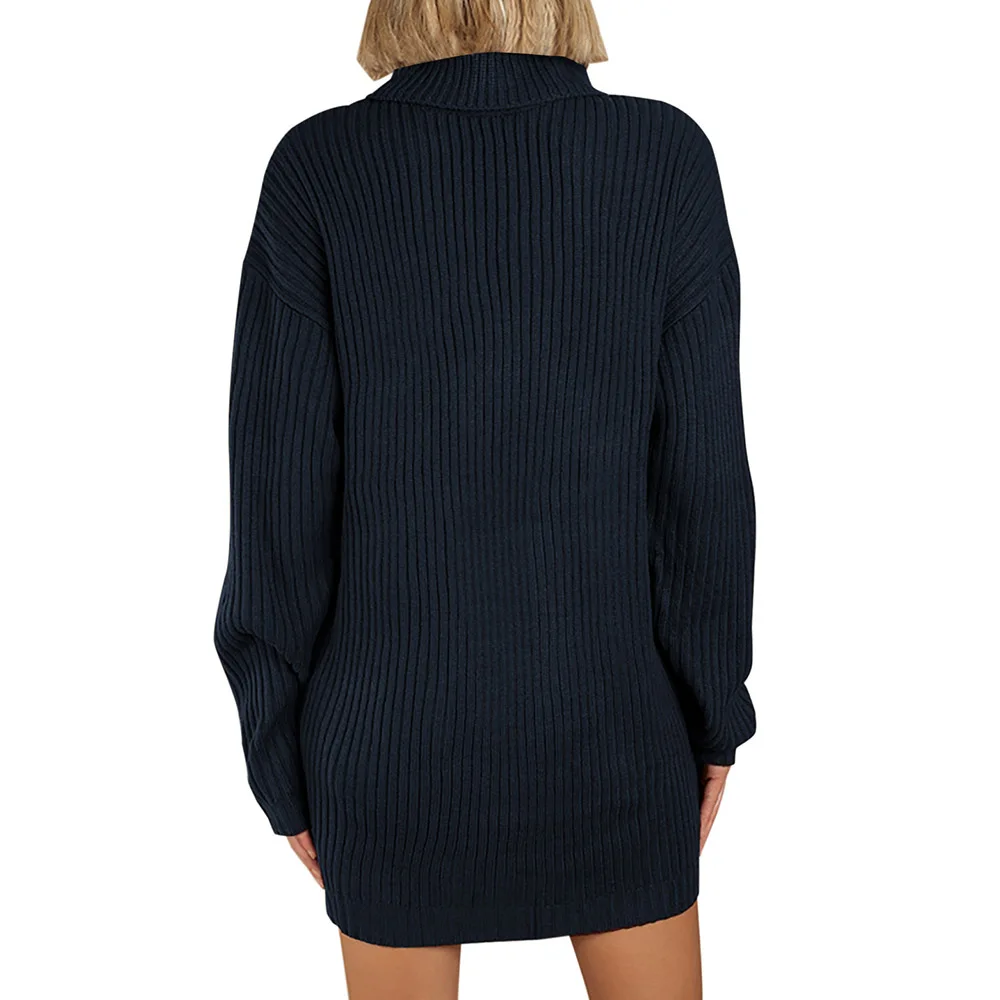 Вязаное женское платье толстый свободный осенний зимний длинный свитер простой