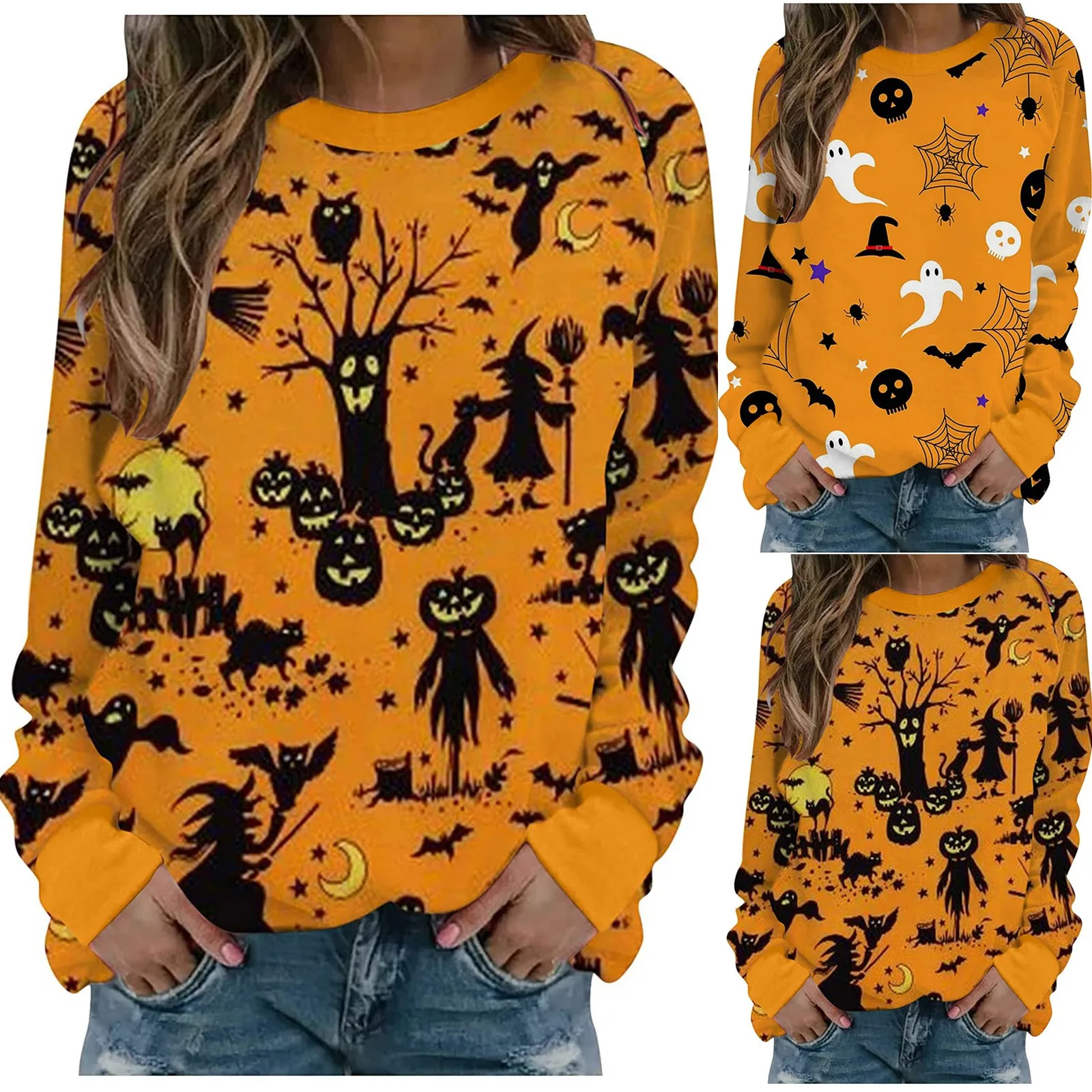 

Comfortable Halloween Fashion Women's Casual Long Sleeve Printed Ladies Sweatshirt Tops New Over Casual Harajuku Camisetas Mujer