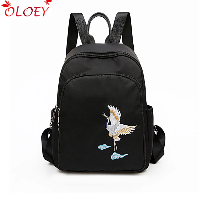 Брендовые мини-рюкзаки для девочек с вышивкой в виде животных черный Оксфордский