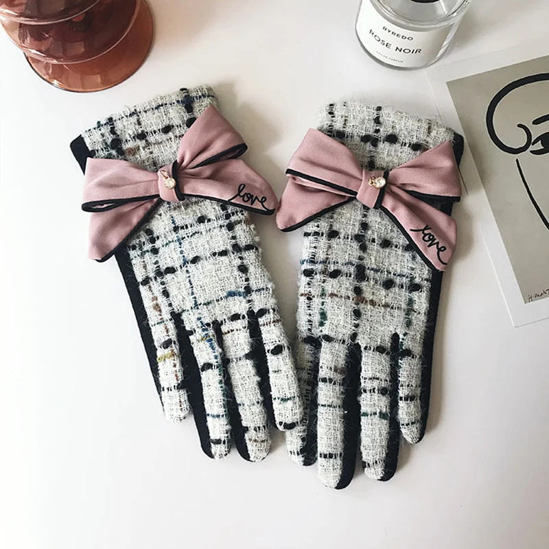 2019 зимние женские перчатки маленький аромат стильные шерстяные для стрельбы из