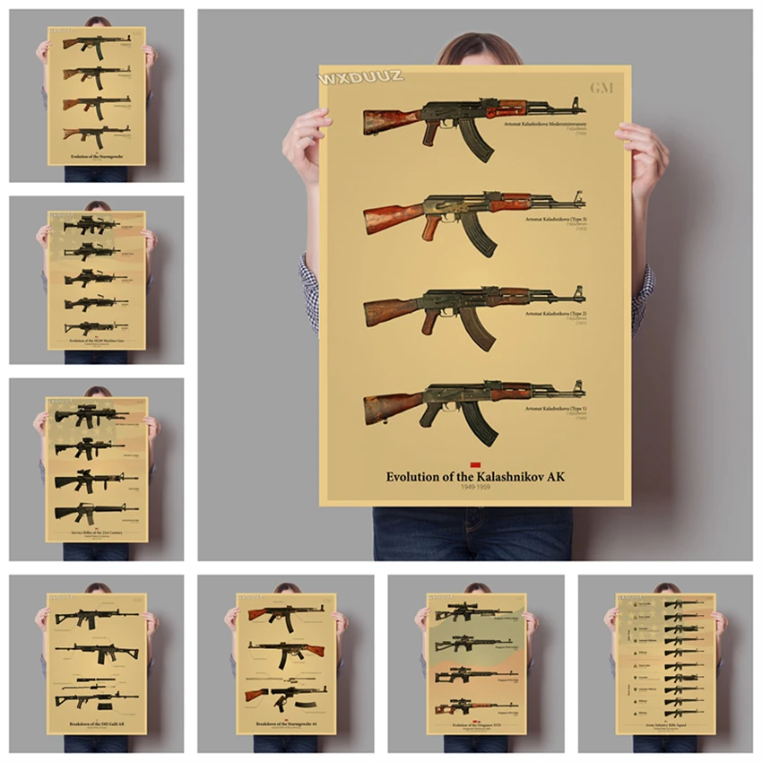 AK-47 классический стиль Ретро Бар Кафе домашние поделки HD качество домашний декор художественный Декор настенная живопись постеры холст живопись K791 AK-47 классический стиль Ретро Бар Кафе домашние поделки HD качество домашний декор художественный Декор настенная живопись постеры холст живопись K791