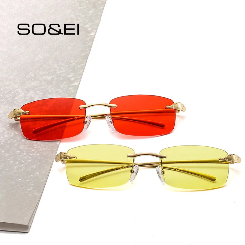 Очки солнцезащитные мужские SO &amp EI без оправы винтажные в прямоугольной оправе с