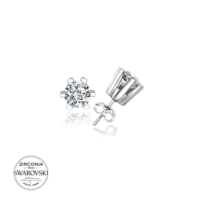 

Silverlina Silver Swarovski Zirconia Cubic Zirconia Solitaire Earrings
