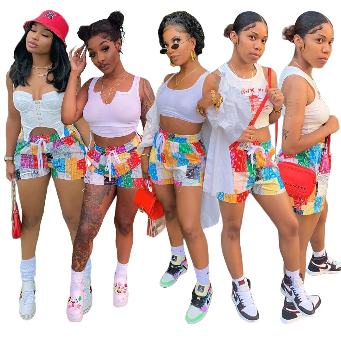 

Casual Women Print Short Pants Drawstring Summer Clothes For Women