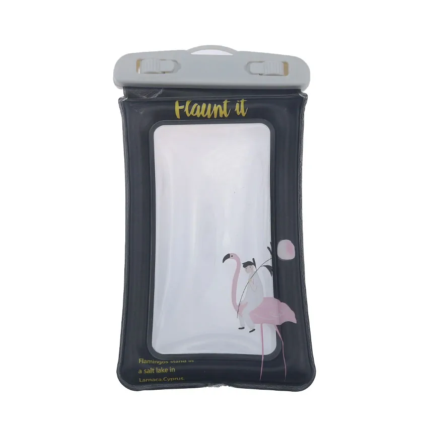 Black Flamingo YuXi Универсальный прозрачный чехол для мобильного телефона водонепроницаемый ПВХ чехол для мобильного телефона для плавания Дайвинг водный спортивный чехол для телефона сумка - Цвет: Black Flamingo
