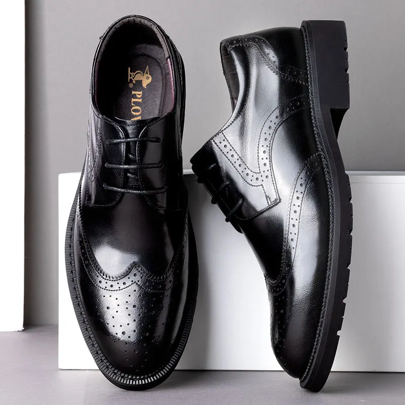 

Мужские кожаные туфли с низким верхом, мягкая деловая обувь для офиса, Мокасины, блочные, лакированная Свадебная Классическая обувь для биз...