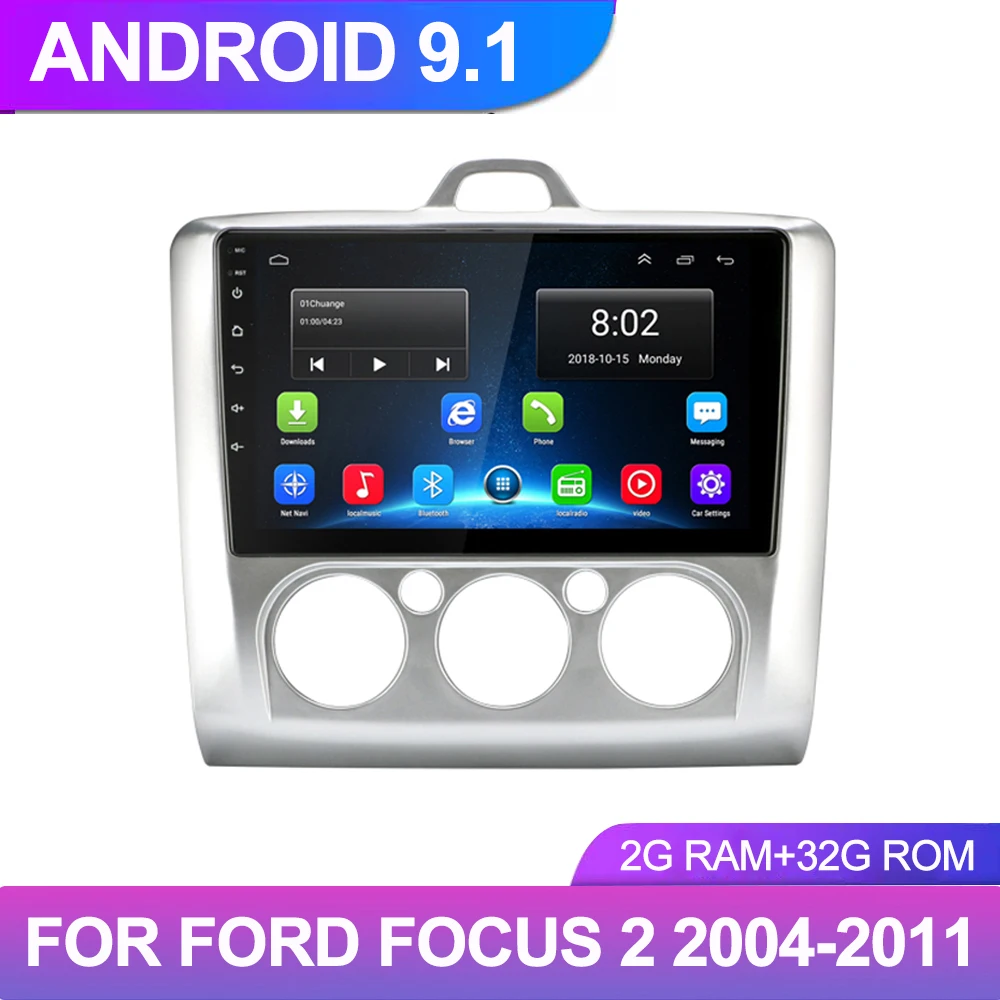 9 &quot2 DIN Android 1 автомобильный Радио мультимедийный видео плеер для Ford Focus 2 3 Mk2/Mk3 2004