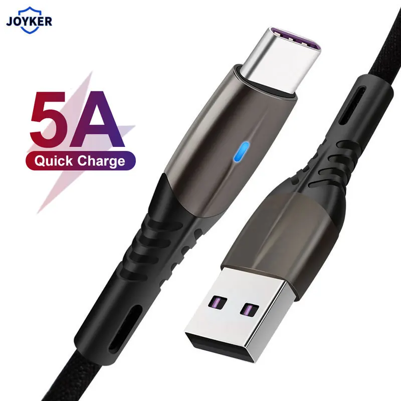 Нейлоновый USB C кабель 5A Быстрая зарядка цинковый сплав Type для Samsung S9 S8 Plus Huawei Mate 20