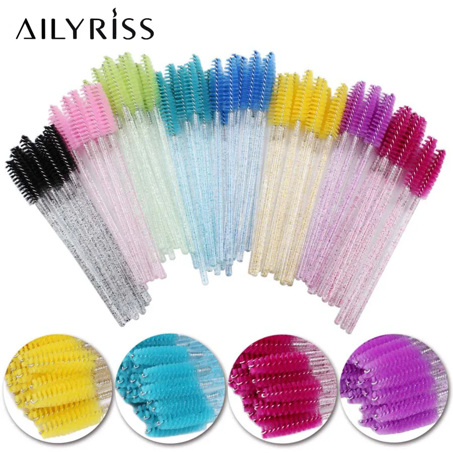 500pcs Shiny Disposable Eyelash Applicator Wands Curler Brush Set Mascara Eyebrow Spoolers Comb Wands Spoolies Brushes