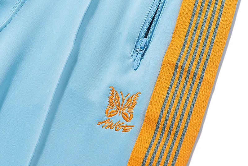 Мужские и женские тренировочные брюки с вышивкой синие оранжевые в виде бабочек