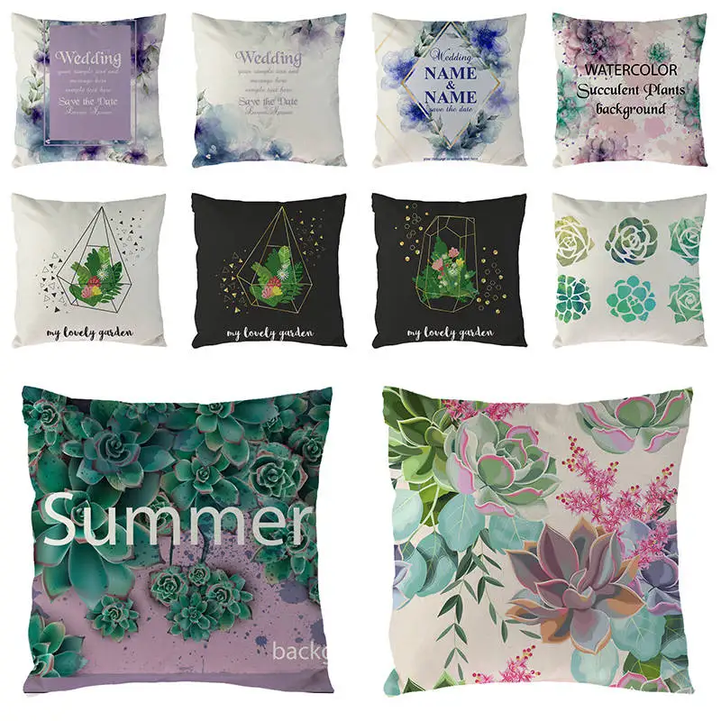 

Чехол для подушки с принтом летних цветов суккулентов и растений, наволочка для дивана, дивана, кровати, декоративная наволочка 1633
