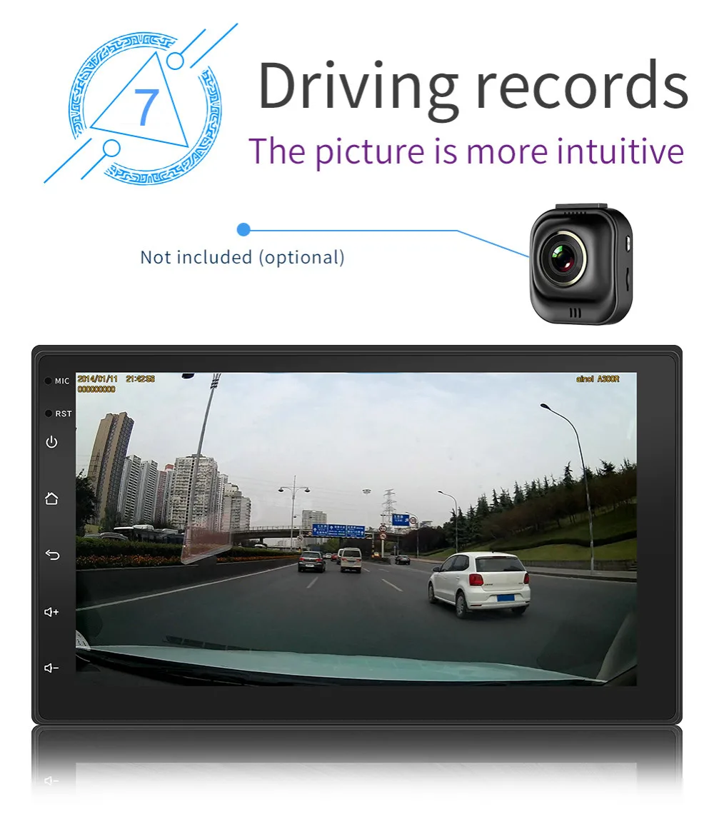 Авто Android 8,1 gps полный сенсорный 7 дюймов емкостный сенсорный экран Экран WI-FI Mirrorlink Bluetooth записей вождения автомобиля аудио