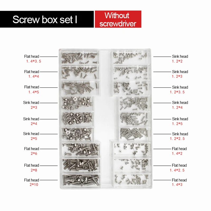 

18 типов Mini Phillips 1,2 мм 1,4 мм 2,0 мм винты с потайной/плоской/круглой головкой, набор винтов «сделай сам» для сборки мобильного компьютера