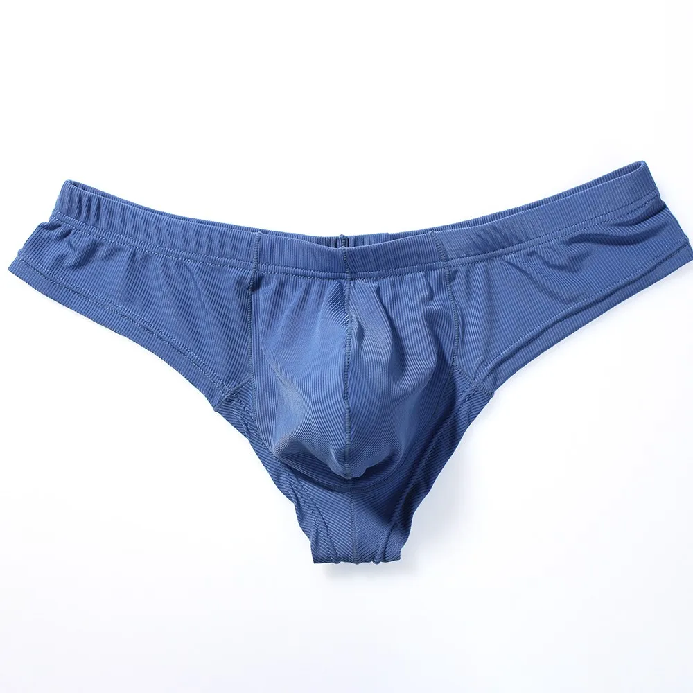 

2021 New Breathable Rib Fabric Man's Underwear Briefs Bikini Gay Underwear Male Sexy Lingerie Convex Pouch Underpants