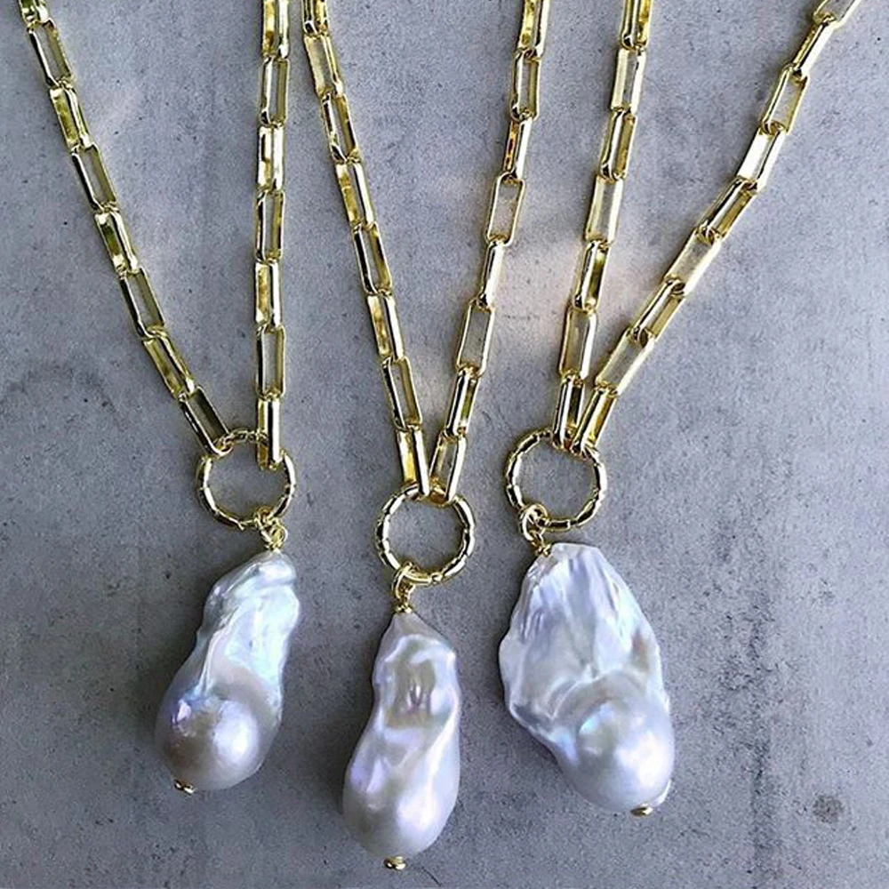 Простая прочная цепочка золотого цвета натуральный пресноводный барочный