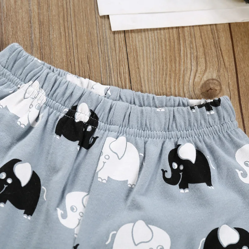 Plusign и принтом слон Одежда для мальчиков летняя хлопковая Футболка короткий