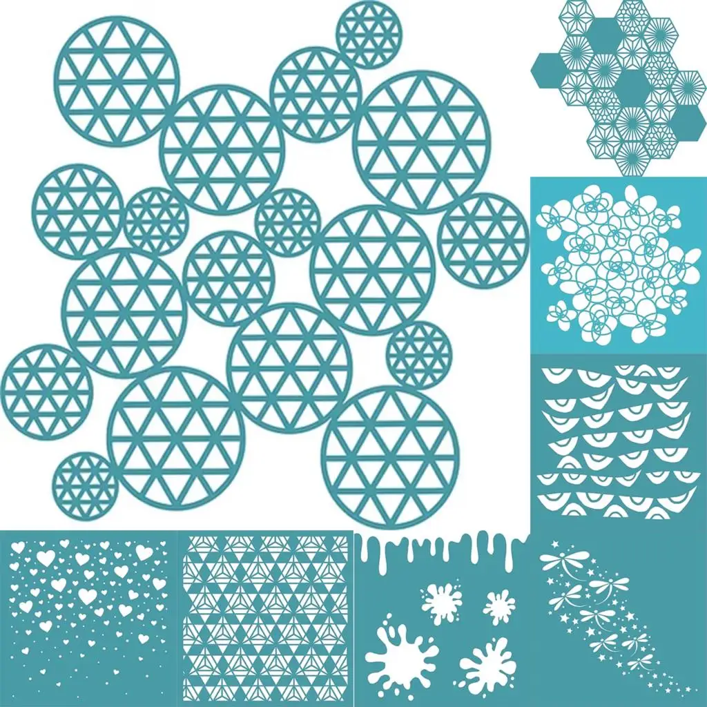 

8Pcs/Set Geometric Background Plastic Stencil Template For Paper Card Handmade Scrapbook Decoration Photo Album Craft Stencil
