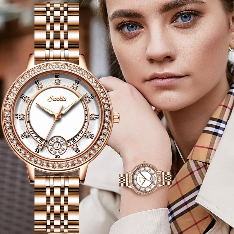 SUNKTA Women Watches Woman Dress Top Brand Luxury Gift Bracelet Watch Quartz Wrist For Clocks Relogio Feminino+Box | Наручные часы