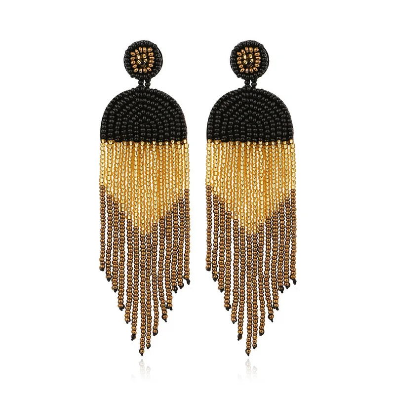 

Ethnic Style Earrings Handmade Beaded Colorful Beads Bohemian Tassel Earrings for Women earings fashion jewelry 2021