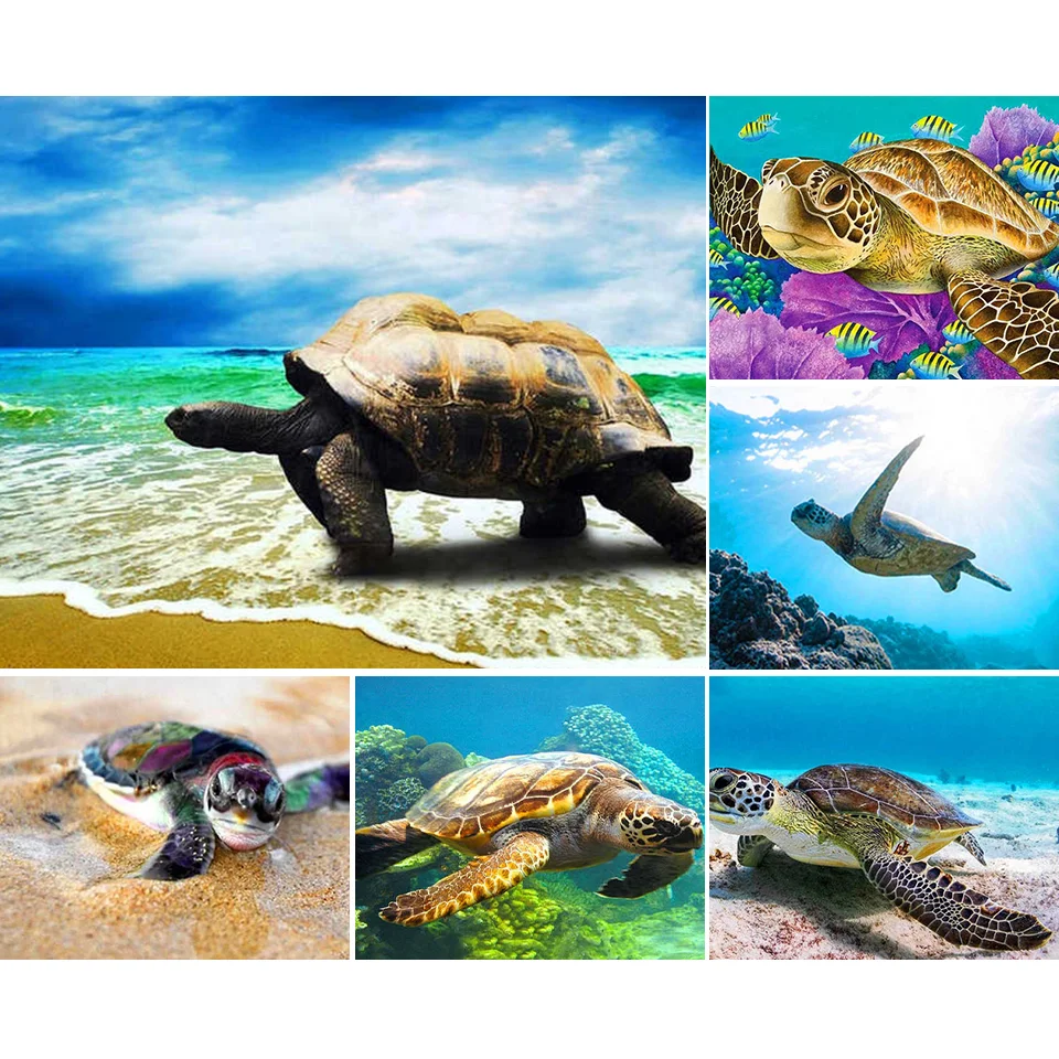 5D Роспись бриллиантами DIY "Океанское солнце" Животные Морская черепаха Крестиком Наборы для вышивания Полное сверление Мозаика Искусство Картина Декор Подарок.